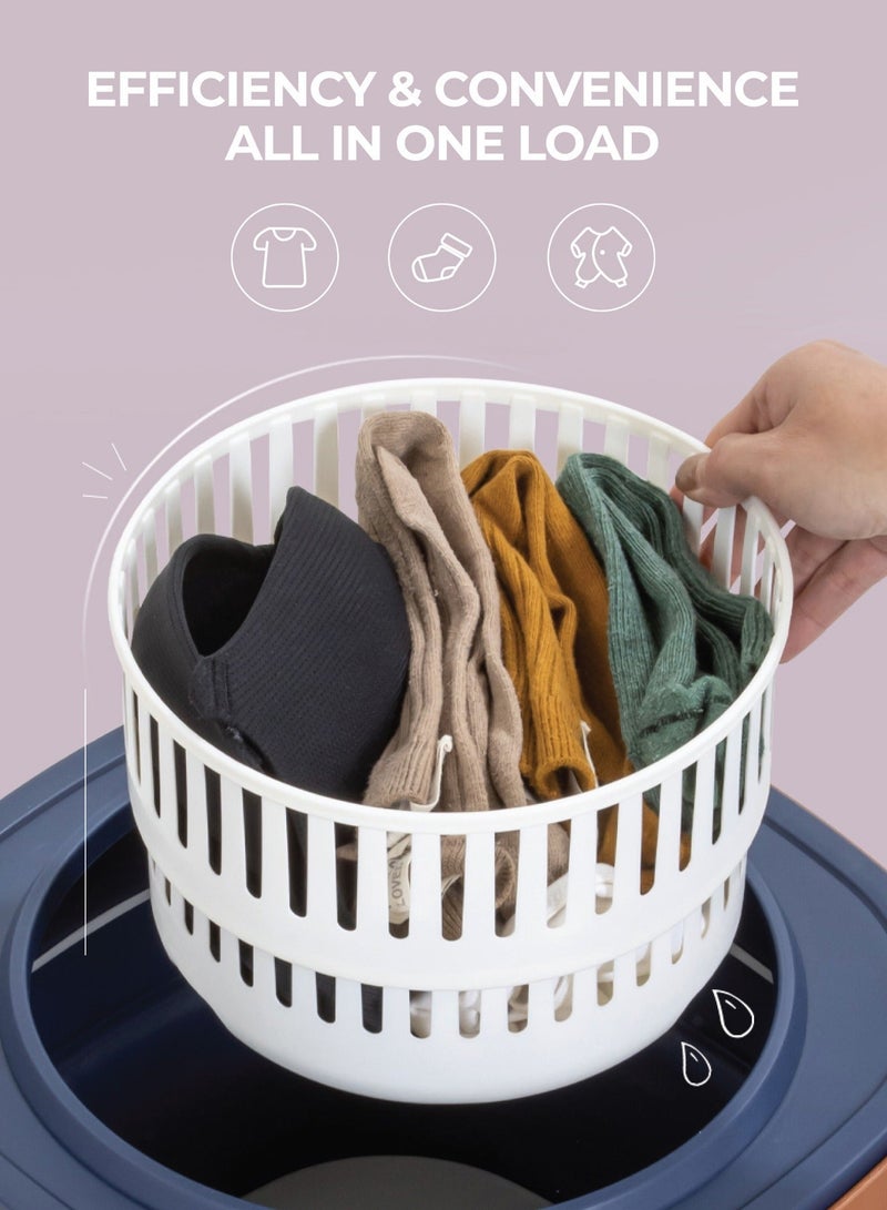 جرين ليون غسالة ملابس صغيرة قابلة للطي بسعة 9 لتر / حجم صغير / غسيل منخفض الضوضاء / سهلة الاستخدام / وظيفة التصريف / غسالة ملابس محمولة - أزرق - Image 3